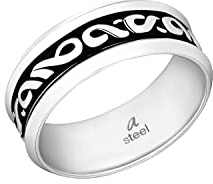 Amor Ring Edelstahl Unisex Damen Herren Ringe, Silber, Kommt in Schmuck Geschenk Box,
