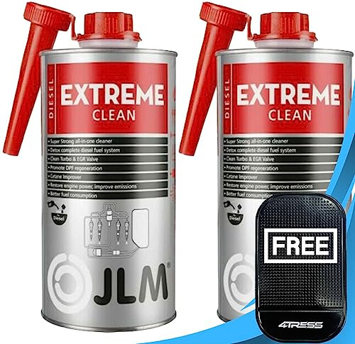 4TRESS JLM 2 x 1L Diesel Extreme Clean Diesel Fuel System Cleaner for Detox, Engine, DPF, Turbo, EGR Non Slip Car Dash Mat (4T-2x-J02360)