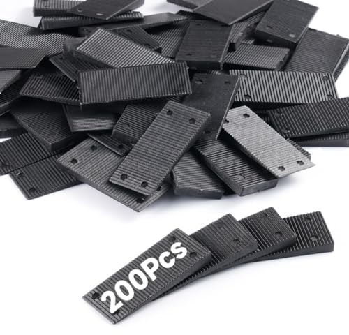 Plastic Shims for Leveling, 200 Pcs Furniture Leveling Wedges, Anti-Skid Serrated Wedge Levelers for Tables, Cabinets, Beds, Refrigerators, Heavy-Duty Plastic Furniture Leveling Shims