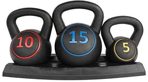 FUNJEPE Kugelhantel-Gewichtsset mit Ständer für Kreuzheben, MMA-Training, Heimtraining, Krafttraining zu Hause, Krafttraining – 2,2 kg, 4,5 kg und 6,8 kg, 3-teilig