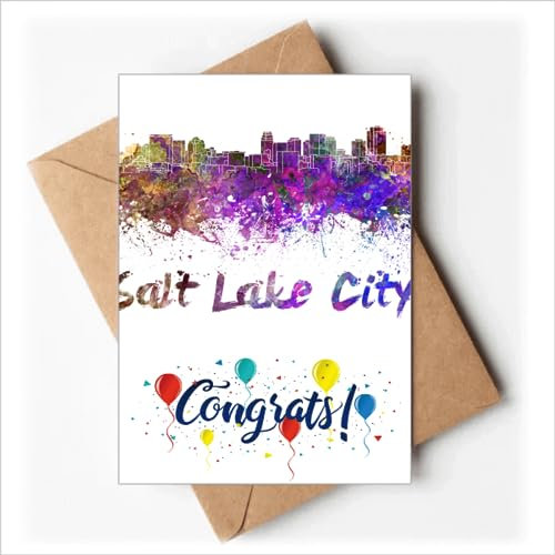Salt Lake City America City Aquarell-Hochzeitskarten Glückwunschkarten Grußumschläge
