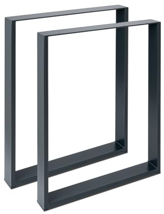 Magnetic Mobel 2 x Tischbeine aus Metall für Schreibtisch Esstisch, Möbelfüße Tischgestell Tischuntergestell Tischkufen (Anthrazit | Profil 8x2 cm, 90x72 cm)