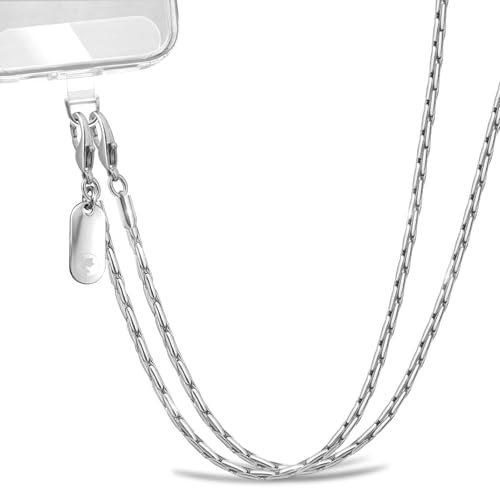 X-Lounge Phone Lanyard for Cellphone Case Crossbody Phone Strap Detachable Phone Charms Strap Anti Theft Necklace Holder for iPhone For Women(silver)