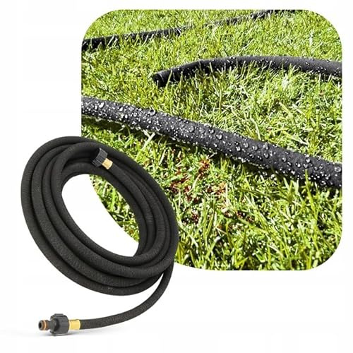 LANDSCAPE GRADE THICK WALLED POROUS PIPE/DRIP LINE/LEAKY HOSE/SOAKER HOSE,1/2 (25M + End Connectors)