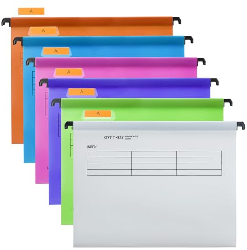 Hiziwimi 24Pcs A4 Dossiers suspendus [Pack 24],Classeur en PP avec onglets et insertions, classeur suspendu pour bureau, ¨¦cole et bureau de travail Classification des dossiers Classeur