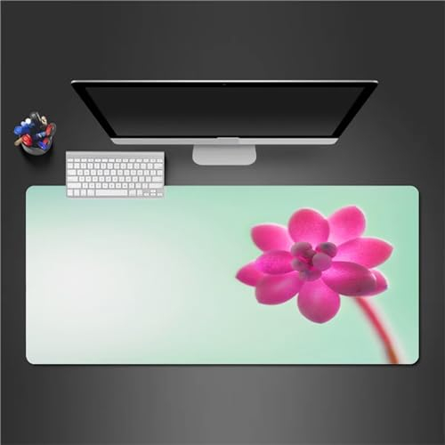 QiHon Gaming Mauspad XXL Lilane Blumen Großes Mauspad Schreibtischauflage mit Vernähte Kanten Einer speziellen Oberfläche verbessert Geschwindigkeit und Präzision 1200x600x3mm
