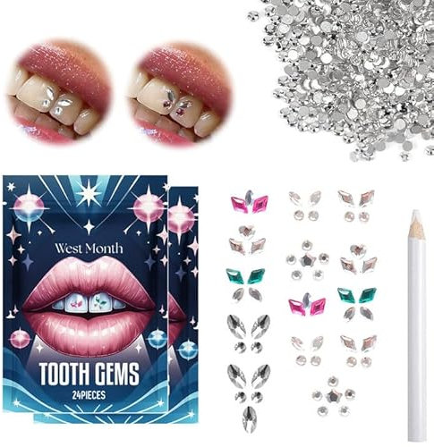 Zahnschmuck,Zahnstein Schmuck,Tooth Gem Kit,Zahnschmuck Set,Zahnkristall,Shining Smile DIY Tooth Gem Kit,mit Strasssteine Und Pferdeaugen-Bohrer,Kristall Edelstein Strass Dekor