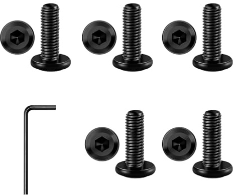 30 Stück M6 x 16 Schrauben, Linsenkopfschrauben Innensechskant, Halbrundkopfschrauben Edelstahl, A2 Schrauben Schwarz mit Innensechskantschlussel
