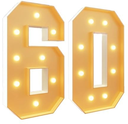 Chiffres lumineux de 1 m de haut avec 60 numéros de chapiteau géants en mousse pour 60e anniversaire, décoration de fête de mariage