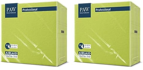 PAW - Serviettes Airlaid (40 x 40 cm) I 50 pièces I Unicolore I Semblable à du tissu I Élégante décoration de table I HoReCa I Pour les occasions comme mariages, les fêtes I Color: Lime Green