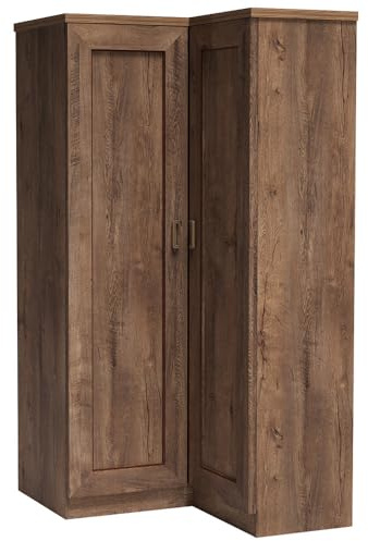 Lomadox Eckschrank Links Eckkleiderschrank Kleiderschrank 2 Drehtüren 2-türig Lefkas Eiche Kleiderstange 94,5x190,5x108 cm