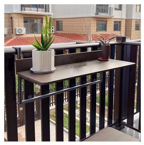 Balkongeländertisch für den Außenbereich, klappbar, hängender Terrassen-Schreibtisch für Wohnung, Balkon, höhenverstellbar, platzsparende Möbel (B x L x L): 37 x 120 cm