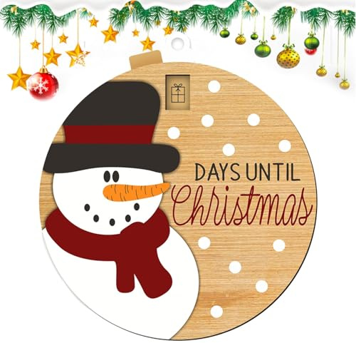 Ornamento scorrevole per conto alla rovescia per Natale, ciondolo in legno, calendario per conto alla rovescia, decorazione multiuso per parete, armadio, libreria, finestra