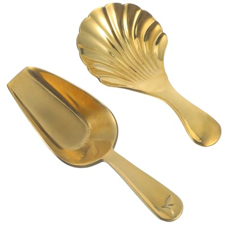 TOPBATHY 2pcs Brass Tea Spoons Mini Tea Scoop for Loose Ergonomic Design for Kitchen Gadgets and Accessories