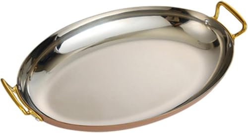 kaileFURN Bandeja Ovalada con Asas Dobles, Paellera para Marisco De Acero Inoxidable 304, Bandeja Ovalada para Servir Utensilios De Cocina Española para Restaurante Camping(Size:30CM,Color:B)
