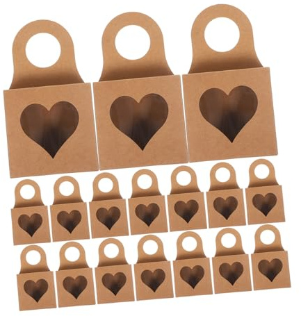 BATHVEVE Weinbox mit Fenster und Herz Hängedekor aus Kraftpapier 25 Stück Braune Praktische Aufbewahrungsbox Multifunktionale Geschenkbox für Weinflaschen für Riegel und Ktv