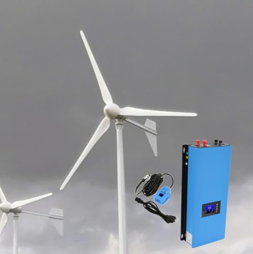 KX-ENERGIE 3Blätter Horizontale Windkraftanlage 5000W 48V 96V Windgenerator Komplettanlage 3 Phasen Windturbine Windräder mit On Grid Wechselrichter,für die steckdose 220Vac/230Vac Mains Stromnetz