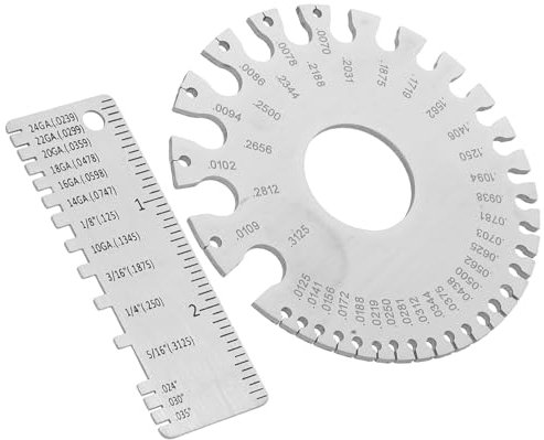 MAGICLULU 2pcs Professional Metal Sheet Thickness Gauge Wire Gauge Measuring Tool Round Steel Wire Chart