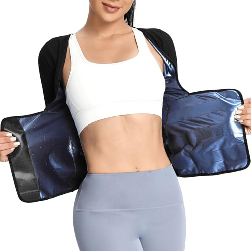 Risipu Sweat Sauna Suit for Women Sauna T-Shirts Sauna Tops Waist Trainer Slimming Weight Loss Workout Suit Training Exercise Fitness Short Sleeve (XL)