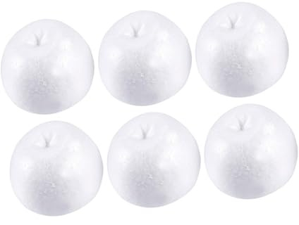 Kisangel 6 Stück Selbstgemacht Schaumstoff Äpfel aus Weißem Polystyrol 7x8,5cm Unbemalt Bastelrohlinge für Kreative Malprojekte und Dekorationen
