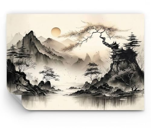 ARTTOR Fotomural 400x280 cm Papel Pintado Paisajes Vintage - 5777 - WF1 | Asia Japón Vista Standard Papel pintado de papel no tejido Decoración de Pared Mural de Pared Salón Dormitorio Moderno ARTTOR