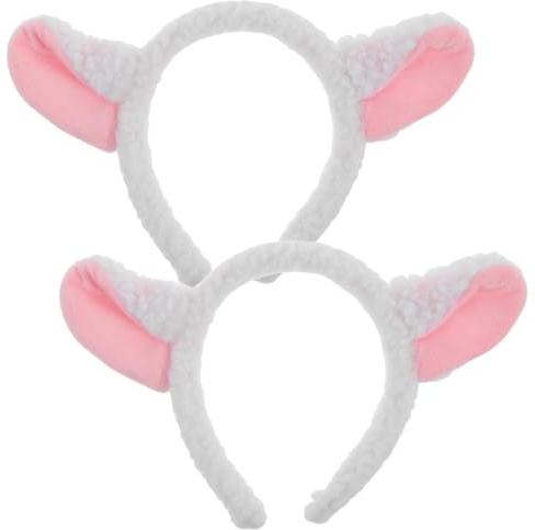 Gatuida Fascia per Chioma Bianca con Orecchie di Agnello in Peluche Morbido Resistente allo Scolorimento 2 Pezzi per Eventi Cosplay e Feste a Tema