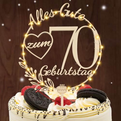 I LOVE MOM Cake Topper 70 Geburtstag Holz,70 Tortendeko Geburtstag Kuchen Deko für Mädchen Junge Frauen Mann