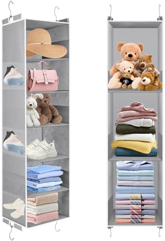 smtfcty Organizer da appendere, con 6 scomparti, organizer da appendere in tessuto, pieghevole, con ganci in metallo