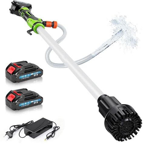 Akku Regenfasspumpe Wasserpumpe mit 2xAkkus, Max. 3000 L/h, 10m Förderhöhe