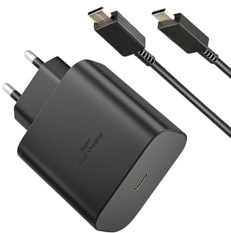 Chargeur 45W Super Charge Rapide USB C pour Samsung Galaxy S25 S24 S23 S22 S21 S20 S10 Ultra A56 A55 A54 A53 A16 A15 A13 S20 Note20 A36 A35 A34 Tab Prise Secteur Adapteur avec 1m Câble Type-C