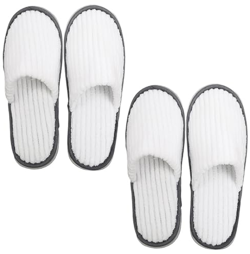 Nievajio Lot de 2 paires de pantoufles d'hôtel, douces et confortables, antidérapantes, avec semelles épaisses de 9 mm, pantoufles réutilisables pour spa, fête, piscine et voyage