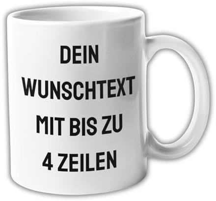 Wunschtext Tasse – Gestalte deine eigene Tasse mit Text | Personalisierte Keramiktasse mit Namen oder Spruch | Verschiedene Schriftarten & Farben | Beidseitig bedruckt | Geschenkidee (Weiß)
