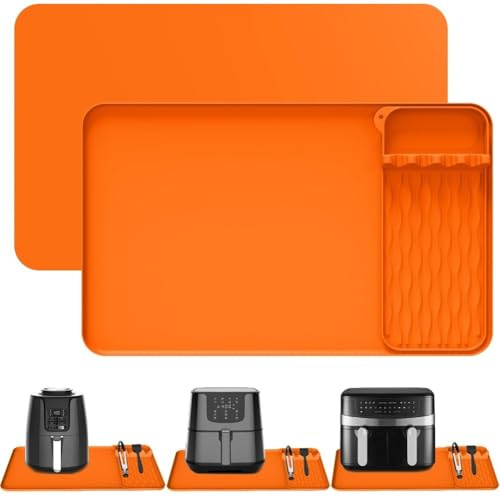 Tapis en silicone résistant à la chaleur pour comptoir, convient pour la cuisine et un usage quotidien comme dessous de plat ou pour attraper les gouttes et les déversements (orange)