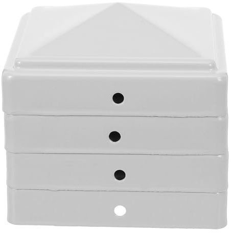 KONTONTY 4 Pezzi 4 Cappucci per Pali di Recinzione Quadrati 80X80 MM in Metallo Bianco, Tappi Decorativi Appuntiti Resistenti alle Intemperie per Cancelli e Recinzioni da Giardino,