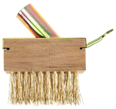 HOLIDYOYO Cepillo Removedor de Musgo y Líquenes Alambre de Acero y Mango de Madera para Limpieza de Jardines y Patios, Herramienta Manual Resistente para Deshierbar