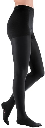 medi mediven elegance | Atmungsaktive Kompressionsstrümpfe Strumpfhose | Mit Komfortsohle | Größe: III | KKL 2 | Farbe: Schwarz | Normal | Geschl. Spitze | Ohne Haftband