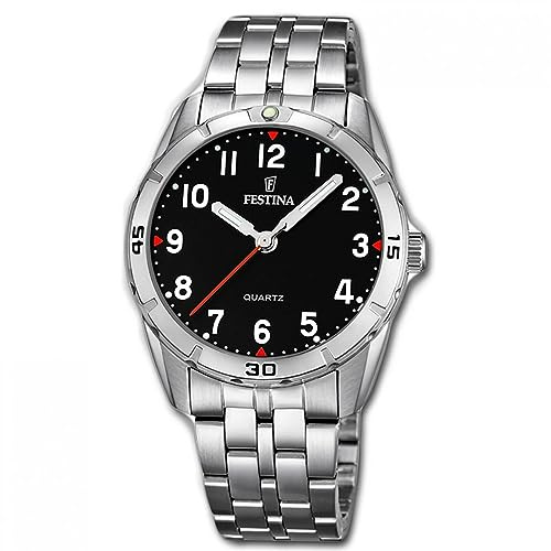 Festina Kinderuhr Analog Edelstahl 316L Silber - Quarzwerk - Mineralglas hochresistent - 5 ATM wasserdicht F16907/3 - Junior Collection