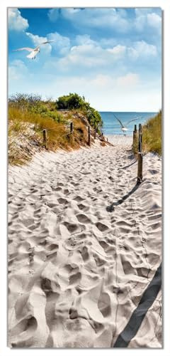 Wallario Selbstklebende Türtapete Möwen auf dem Weg zum Strand - Türposter 93 x 205 cm Abwischbar, rückstandsfrei zu entfernen