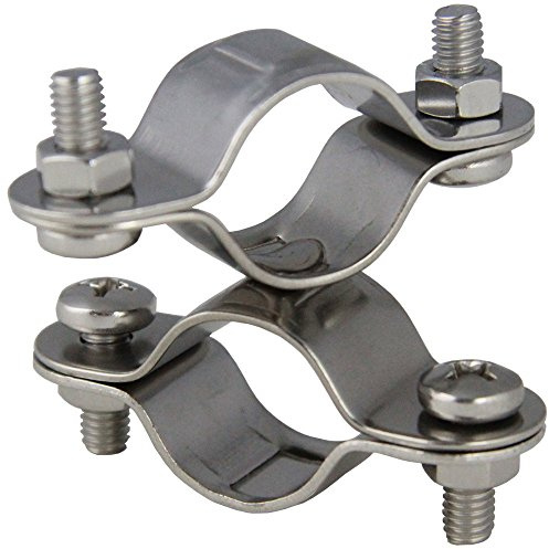 2 Stück Rohrschelle DOPPELT MIT WIRBEL D= 25 mm - Edelstahl A2 AISI 304