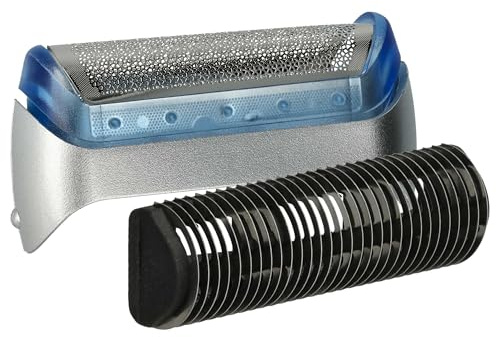 vhbw Pack combi 2x pieza de corte compatible con Braun Z20 | Z30, Z40, Z50, Z60, Z70 Afeitadora, lámina + bloque cuchillas, negro/plata