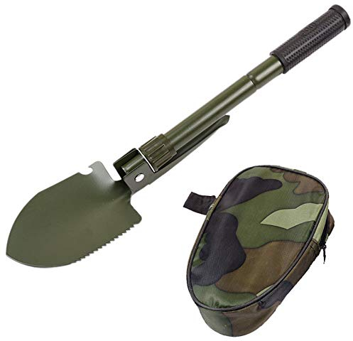 WangLx Folding shovels klappspaten,Mini Schneeschaufeln Camping mit Kompass,Flaschenöffner und klappspaten Tasche für Wandern,Gartenarbeit,Survival, Verde