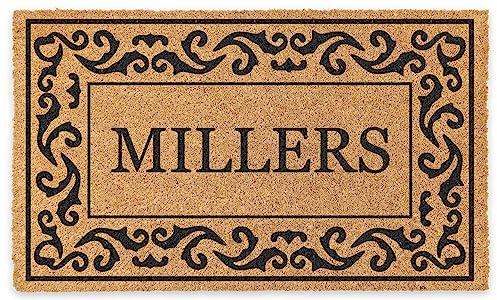 COCO MATS 'N MORE Personalized Coco Doormat - Made in USA, Vinyl Backing | Personalized Welcome Mats | Tough Coir Bristles More Effective at Getting Dirt Out (Rolling Scrolls, 18 x 30)
