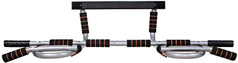SPRINGOS Klimmzugstange, Multifunktional, Sportgerät, Türreckstange, Krafttraining, Reckstange aus Stahl, Dip Bar, Pull up Stange, Sportgerät, Krafttraining, Kraftsport, Fitness (Schwarz-Orange 105cm)