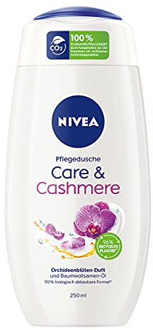NIVEA Care & mere Gel doccia (250 ml), Sensual Gel doccia profumato con schiuma morbida vellutata, doccia crema ricca con olio di semi di cotone