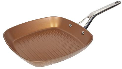 San Ignacio Ursprung - Dubbel rund grillpanna på 28 cm - pressgjuten aluminium, Quantanium interiör med diamantpulverbeläggning, induktionspunkt, mjukt beröringshandtag i svart