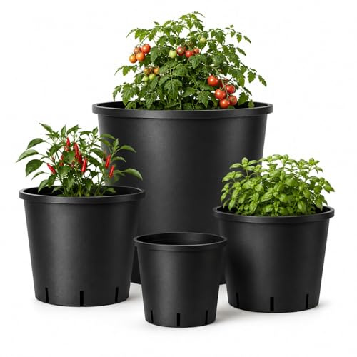 Weedness Blumentopf Rund Kunststoff 35 Liter 40 x 31 cm, Schwarz für Innen & Außen, Grow Anbau Pflanzen-Topf Pflanzgefäß Blumen-Kübel Balkon Garten