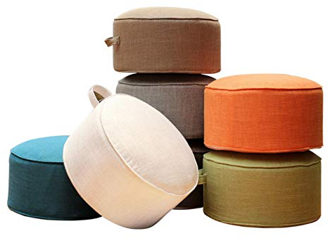 Gusengo Yoga Kissen Rund - Bodenkissen Mit Leinen Gepolstertes Kissen, Meditationskissen Hoch, Waschbarer Bezug, 100 Natürliches Yoga Sitzkissen