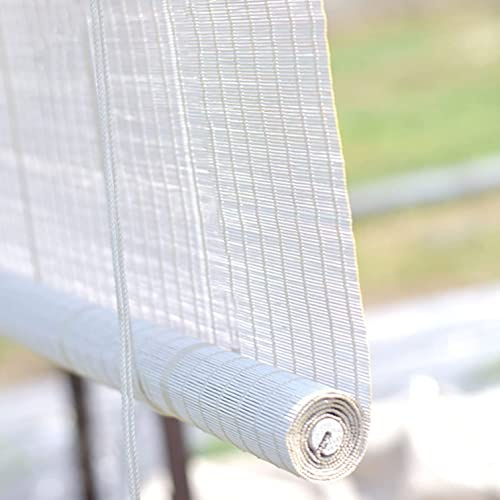 Natural Bamboo Roll up Window Blind,White Bamboo Roller Blinds,Roman Shades,Home Thermal Blackout Roller Window Blind,Sun Shade Curtain For Kitchen Gazebos Balcony Bedrooms (W100xH160cm(39x63in))