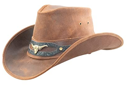 Black Jungle Ontario Outdoor Western Lederhut Australien Cowboy Lederhüte Reiterhut Unisex (as3, Alpha, x_l, Ocker)