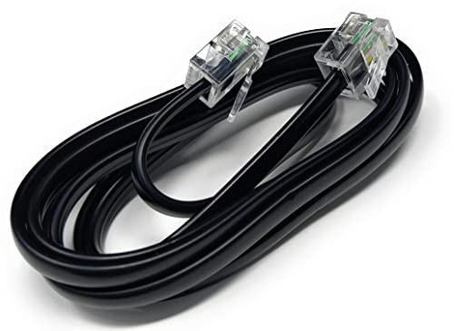 DRUT RJ11 to RJ11 Telephone Landline Cable, 1m, 3.3ft Black | ADSL (6P4C) Flat Lead, High Speed BT Internet Broadband, Male to Male Router, Modem, Phone Extension Wire